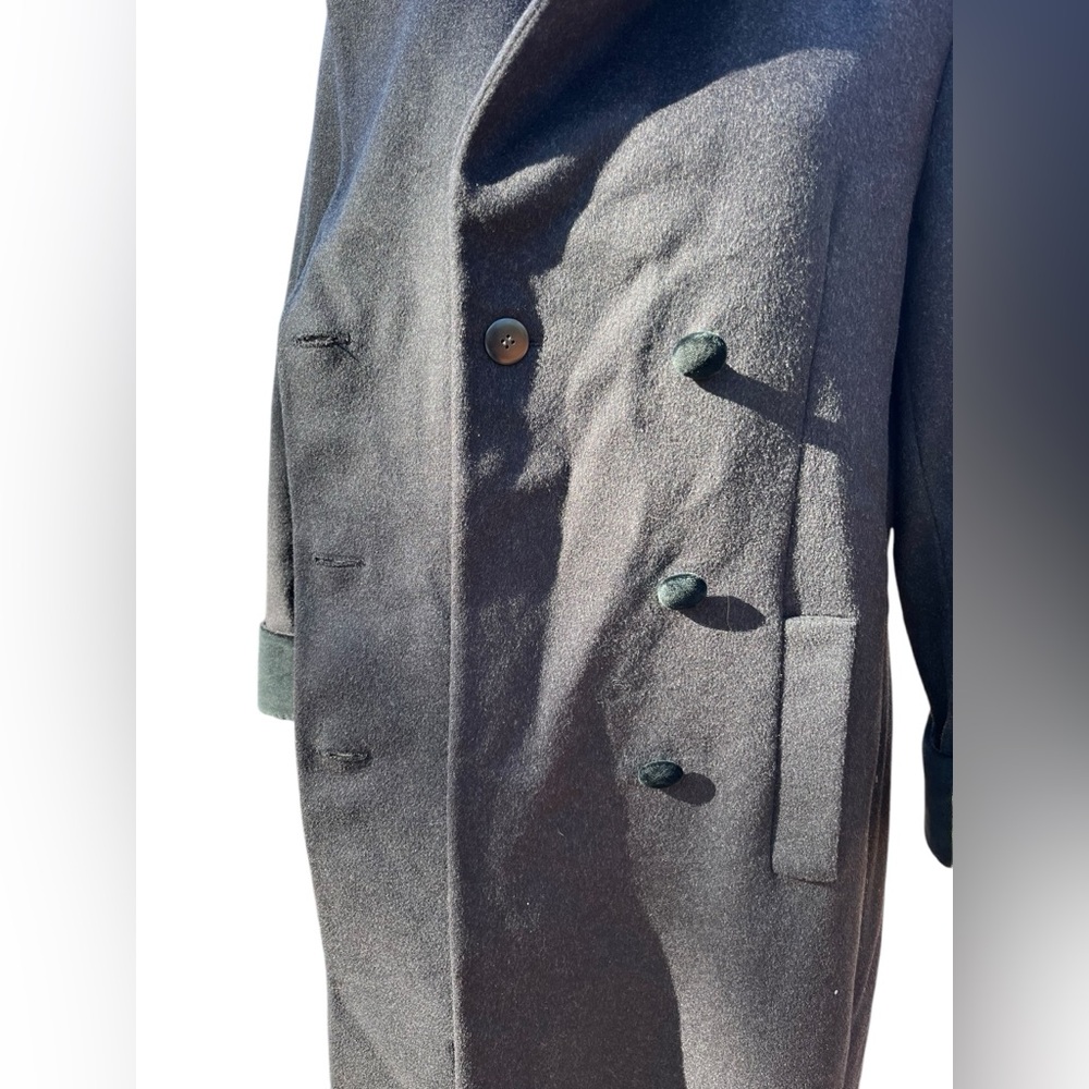 Liz Claiborne 100% Wool Long Coat Petite 12P Velvet Trim Double Breasted - Picture 7 of 17